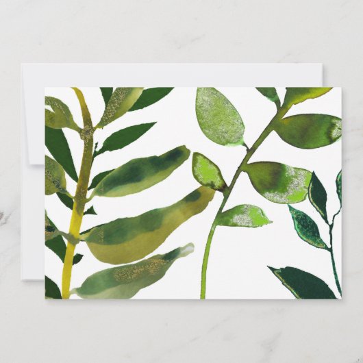 グリーンボタニカルグラムプラント葉エレガントウェディング 招待状 (裏面)