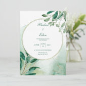 グリーンボタニカルサークルウォーター結婚カラー 招待状 (スタンド正面)