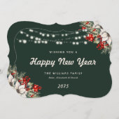 グリーンボタニカルストリングライトの年賀状 シーズンカード (正面/裏面)