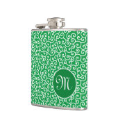 グリーンボタニカルスパイラルつる植物カラクサパターン フラスク (左)