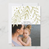 グリーンボタニカルスプリグフォトホリデーカード シーズンカード (正面)