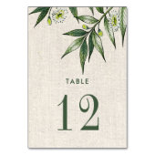 グリーンボタニカルバーラップのテクスチ結婚ャの テーブルナンバー (裏面)