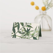 グリーンボタニカルバーラップ結婚のテーブル座席表 プレイスカード (裏面)