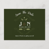 グリーンボタニカルフォレスト結婚式の日付を保存 案内ポストカード (正面)