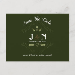グリーンボタニカルフォレスト結婚式の日付を保存 案内ポストカード