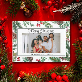 グリーンボタニカルフレームメリークリスマス シーズンカード