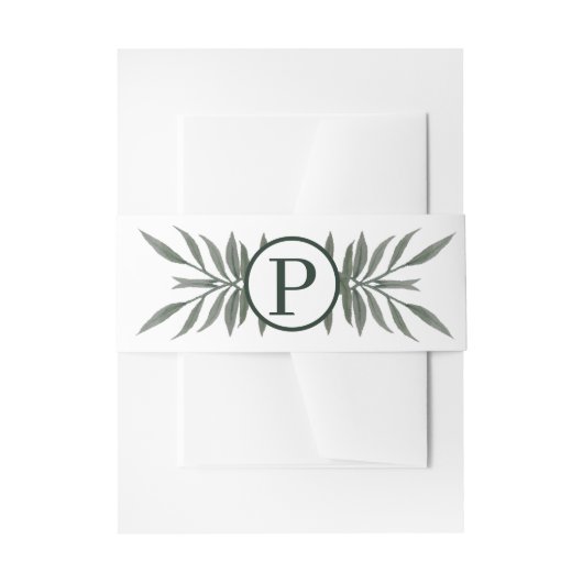 グリーンボタニカルフローラ素朴グ結婚リーズ 招待状ベリーバンド (正面例)