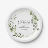 グリーンボタニカルベイビーシャワー ペーパープレート (正面)