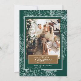 グリーンボタニカルメリークリスマスフォト シーズンカード