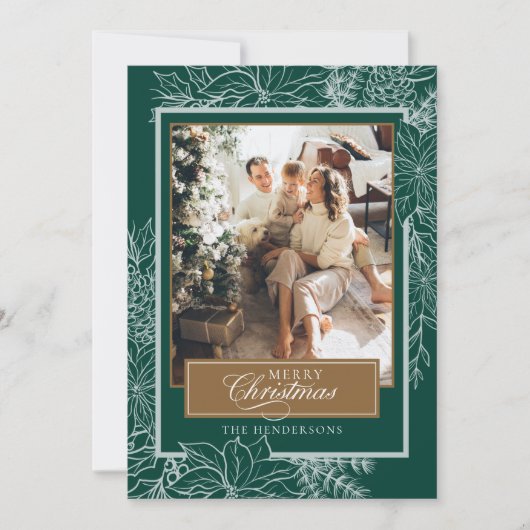 グリーンボタニカルメリークリスマスフォト シーズンカード (正面)