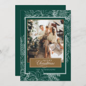 グリーンボタニカルメリークリスマスフォト シーズンカード (正面/裏面)