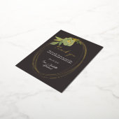 グリーンボタニカルモダンフラワーの感謝を込めて 箔招待状ポストカード (回転した状態)
