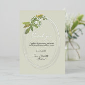 グリーンボタニカルモダンフラワー Thank You 箔招待状 (立ち正面)