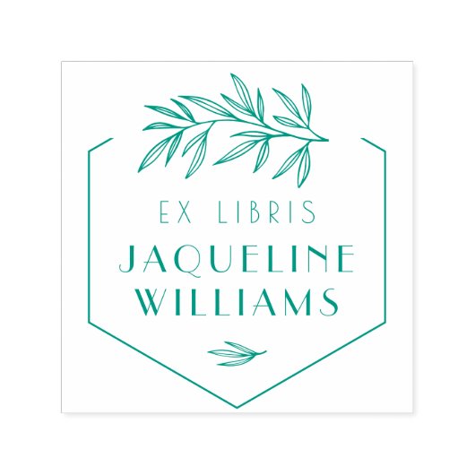 グリーンボタニカルライブラリブックエクスペリリス蔵書票 セルフインキングスタンプ (デザイン)