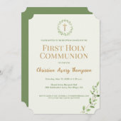 グリーンボタニカルリース金ゴールドクロスファースト通信 招待状 (正面/裏面)