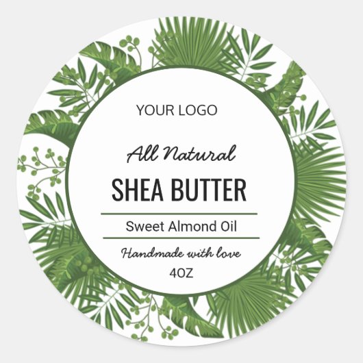 グリーンボタニカルリーフサークルシール ラウンドシール (正面)