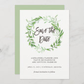 グリーンボタニカルリーフ wreath Save the Date セーブザデート (正面/裏面)