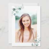 グリーンボタニカルレター卒業パーティーの写真 招待状 (裏面)