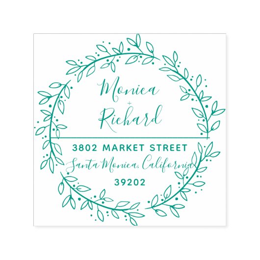 グリーンボタニカル結婚リース差出人住所 セルフインキングスタンプ (デザイン)