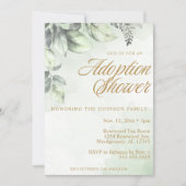 グリーンボタニカル養子縁組/赤ちゃんシャワー 招待状 (正面)
