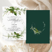 グリーンボタニカル ウォーターカラーカリグラフィー ウェディング 招待状