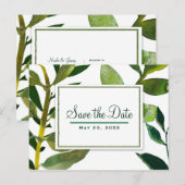 グリーンボタニカル グラム プラント リーフ セーブ・ザ・デート 案内ポストカード (正面/裏面)