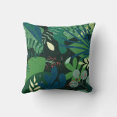 グリーンボタニカル：トロピカル葉イラストレーション クッション (裏面)
