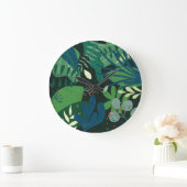 グリーンボタニカル：トロピカル葉イラストレーション ラージ壁時計 (ホーム)