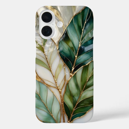 グリーンボタニカルiPhoneケース 高級葉デザイン Case-Mate iPhoneケース (裏面)