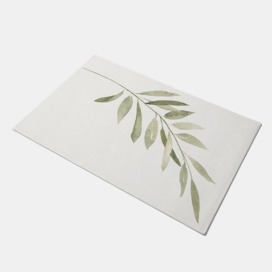 グリーンボタニッモダンクボホセージ水の色離れの ドアマット (アングル)