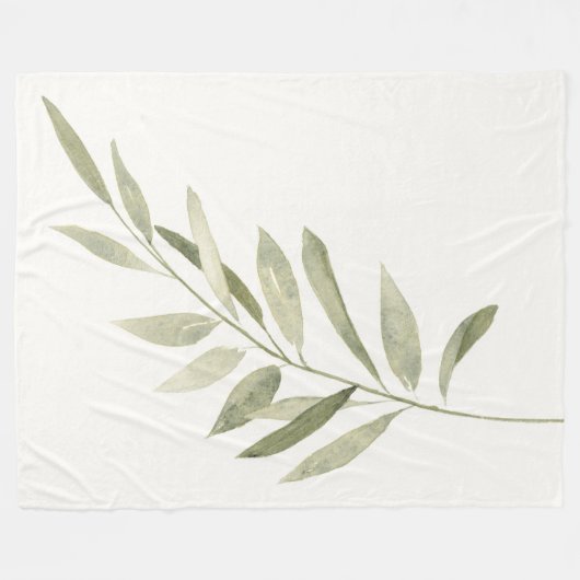 グリーンボタニッモダンクボホセージ水の色離れの フリースブランケット (正面(横))