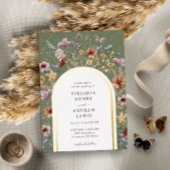 グリーンボホアーチ結婚式招待状 箔招待状