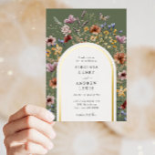 グリーンボホアーチ結婚式招待状 箔招待状