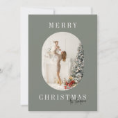 グリーンボホオーバルフォトクリスマス シーズンカード (正面)