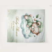 グリーンボホスリーピングテディベアキュートパーティー タペストリー (正面(横))