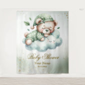 グリーンボホスリーピングテディベアキュートパーティー タペストリー (正面)