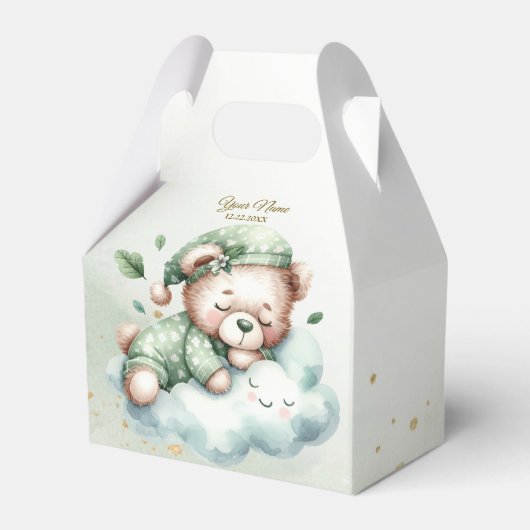 グリーンボホスリーピングテディベアキュートパーティー フェイバーボックス (裏面サイド)