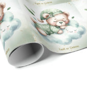 グリーンボホスリーピングテディベアキュートパーティー ラッピングペーパー (ロールコーナー)