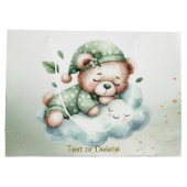 グリーンボホスリーピングテディベアキュートパーティー ラージペーパーバッグ (裏面)