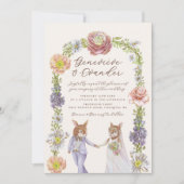 グリーンボホバニーラビットラブウォーターカラー結婚ズ 招待状 (正面)