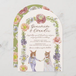 グリーンボホバニーラブウォーターカラー結婚フローラ 招待状