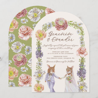 グリーンボホバニーラブウォーターカラー結婚フローラ 招待状