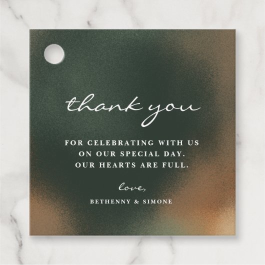 グリーンボホミニマリスト結婚ズサンキューメッセージカード フェイバータグ (正面)