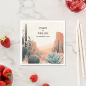 グリーンボホリーフデザートカッティ多肉性結婚の スタンダードカクテルナプキン (インサイチュ)