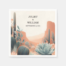 グリーンボホリーフデザートカッティ多肉性結婚の スタンダードカクテルナプキン