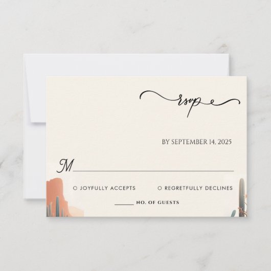 グリーンボホリーフデザートカッティ多肉性結婚の 出欠カード (正面)