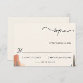 グリーンボホリーフデザートカッティ多肉性結婚の 出欠カード (正面/裏面)