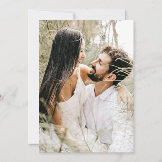 グリーンボホワイルドフラワーフォト結婚式招待状 招待状 (裏面)