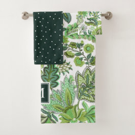 グリーンボホヴィンテージフローラモノグラム バスタオルセット