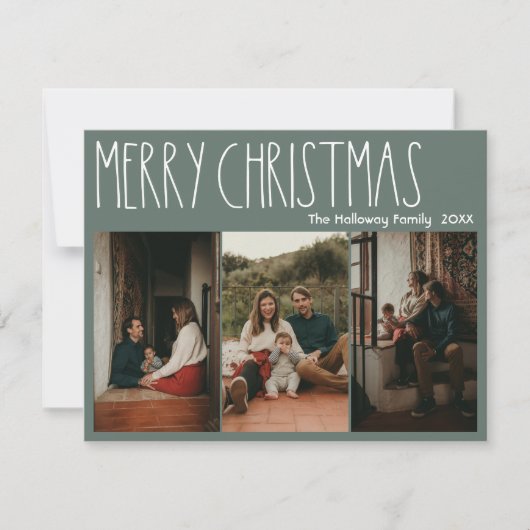 グリーンボホ水玉模様クリスマススリーフォト シーズンカード (正面)